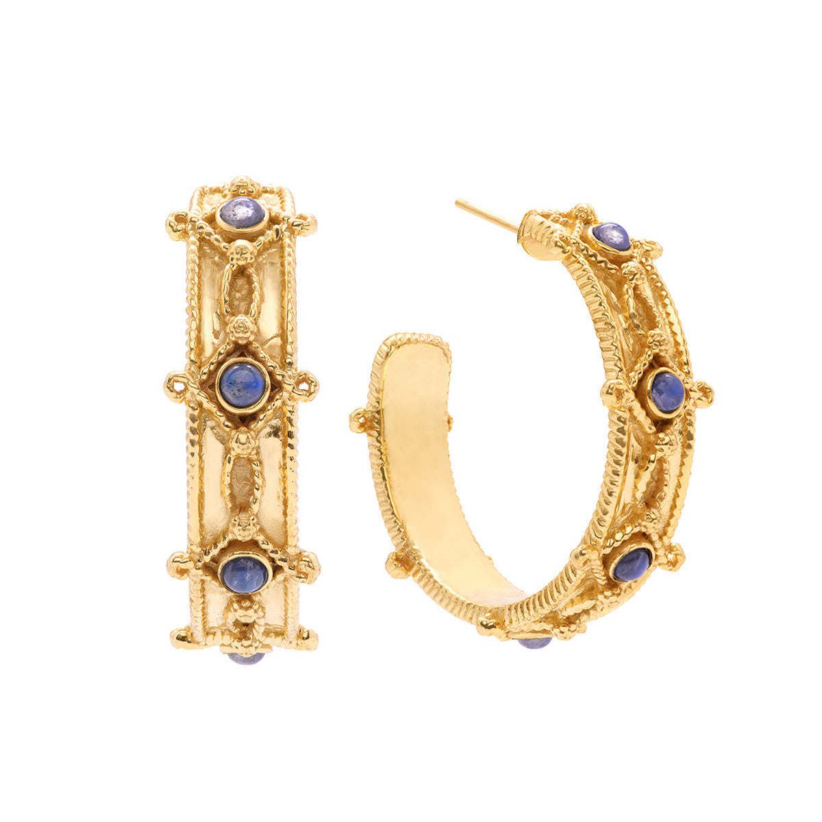 Victoria Hoop Earrings - Gold-Blue Labradorite – Capucine De Wulf