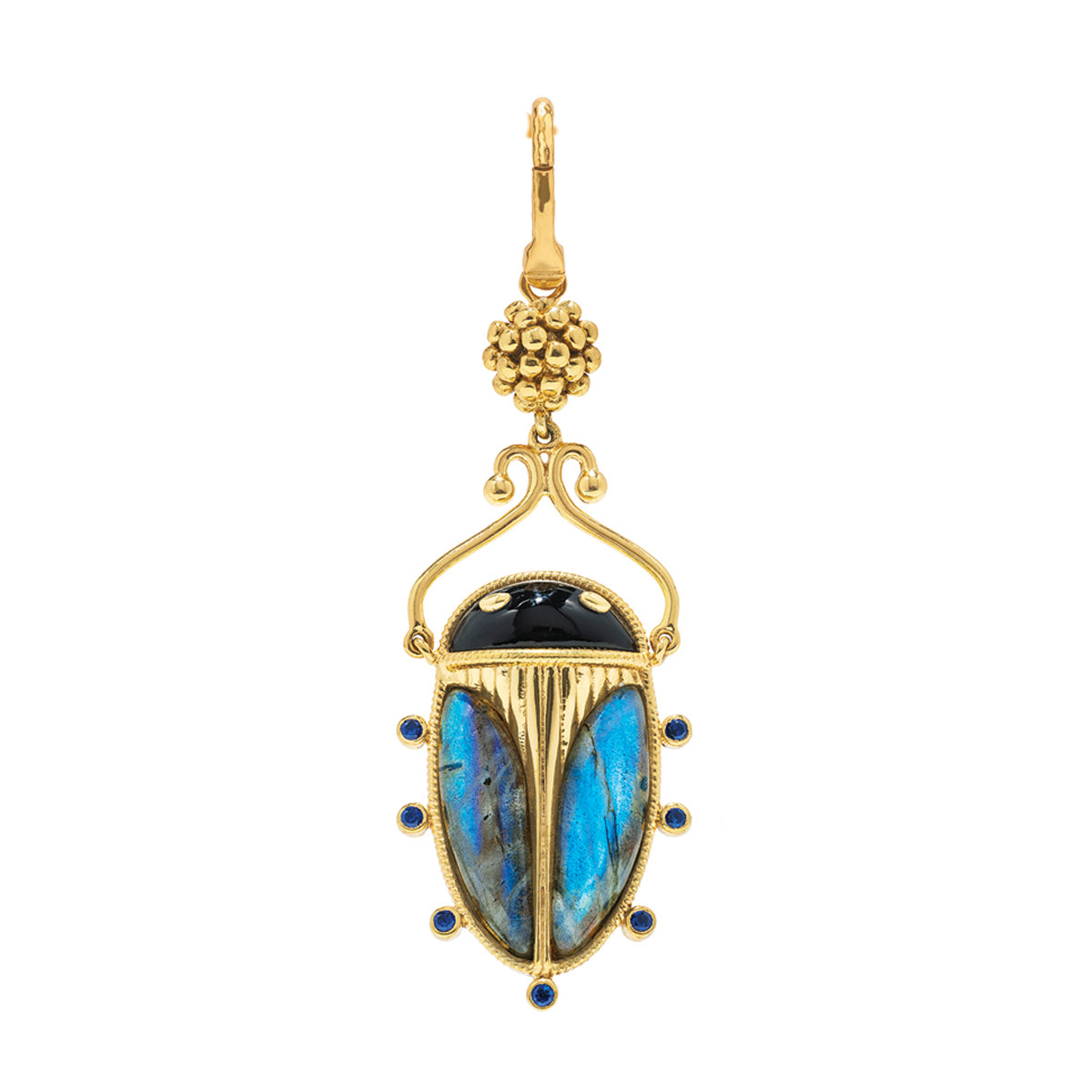 Scarab Pendant - Blue Labradorite-Black Agate – Capucine De Wulf