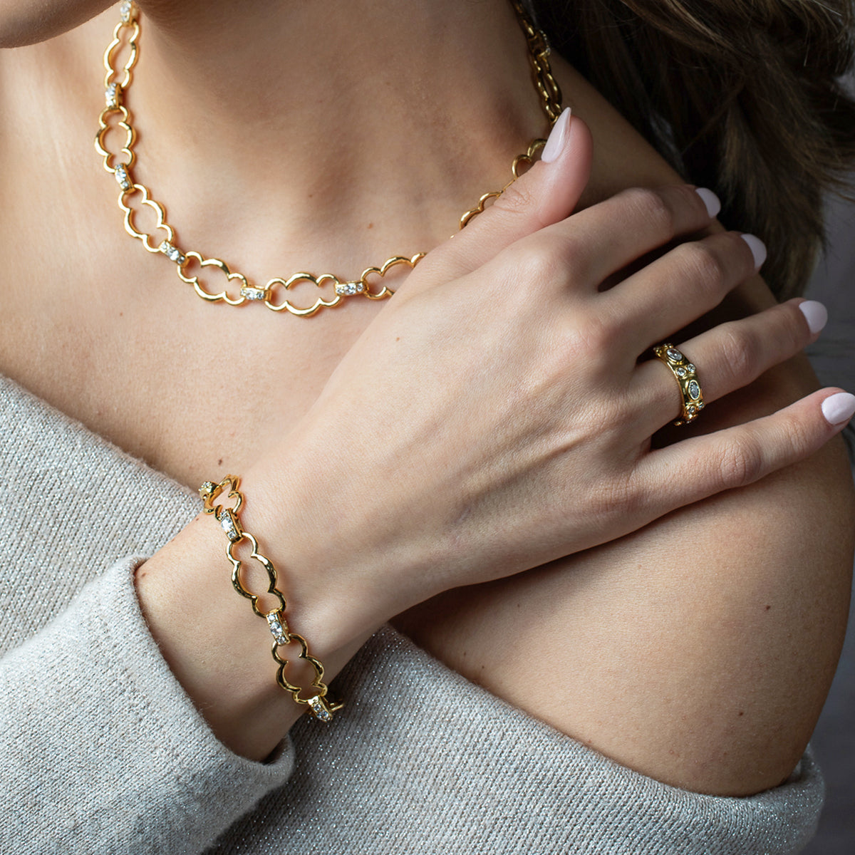 Maharani Grande Chain Bracelet, 7.5"+2" - Clear Cubic Zirconia lifestyle