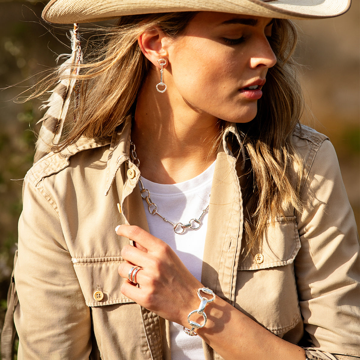 Equestrian Snaffle Bit Cuff - Silver Lifestyle 