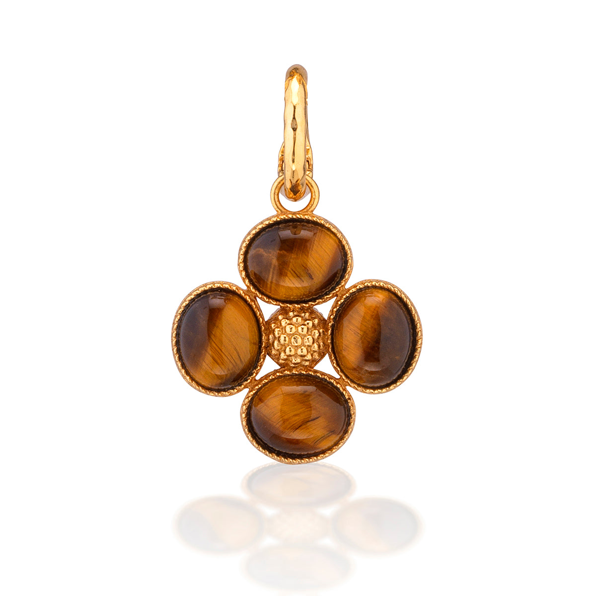 Berry Clover Double Sided Charm/Pendant - Tiger's Eye