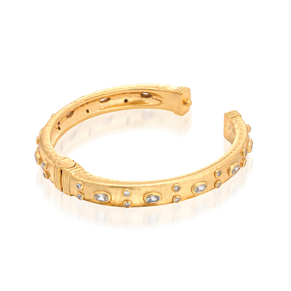 Maharani Hinged Bangle - Clear Cubic Zirconia – Capucine De Wulf