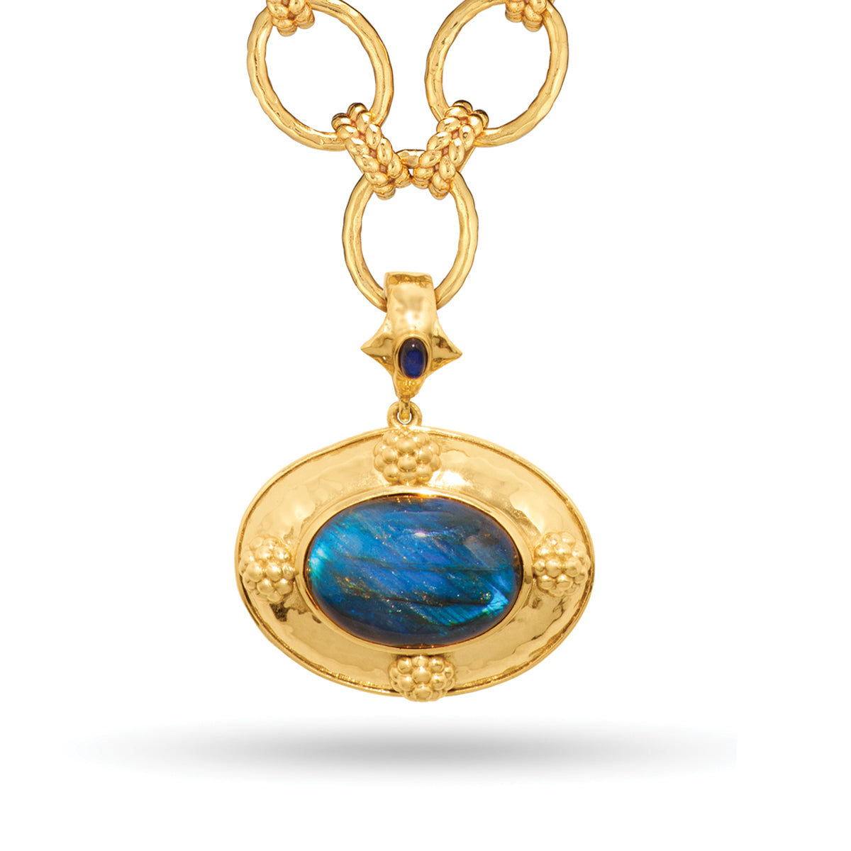 Cleopatra Removeable Pendant Necklace, 16"+2" - Blue Labradorite