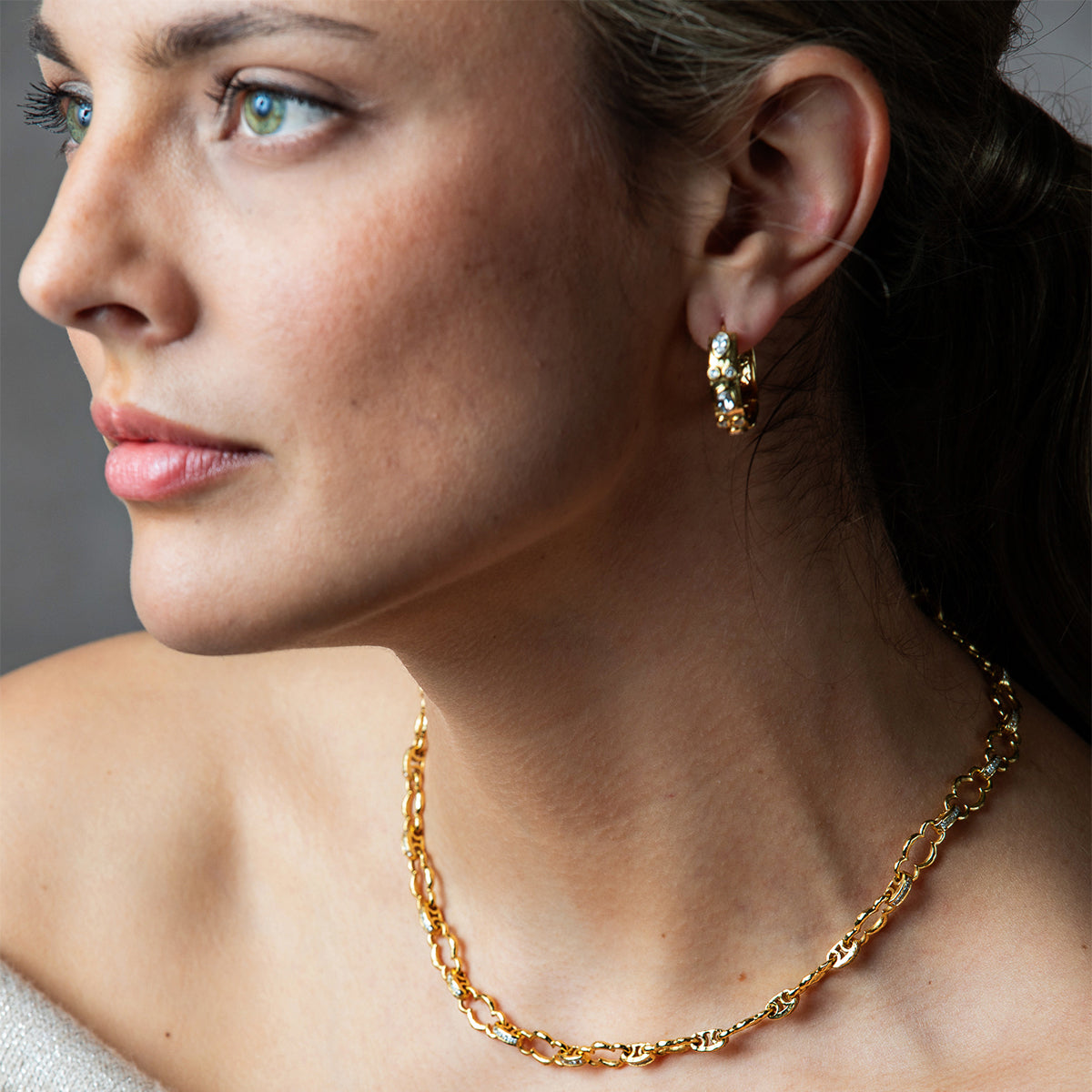 Maharani Petite Chain Necklace, 16"+2" - Clear Cubic Zirconia lifestyle