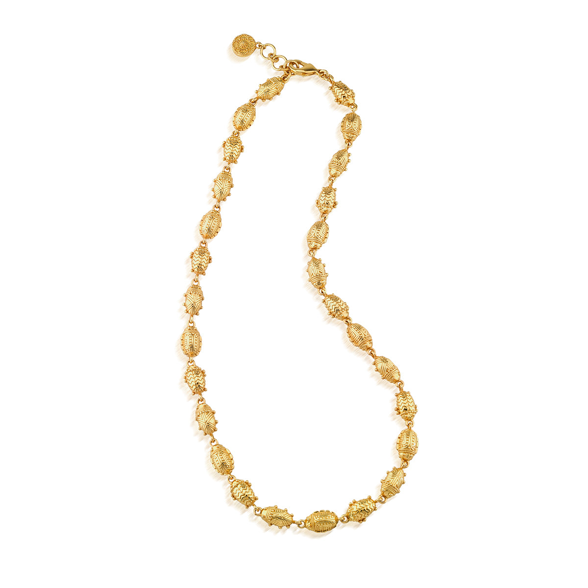 Scarab Petite Linear Link Necklace, 18"+1" - Gold detail of full necklace