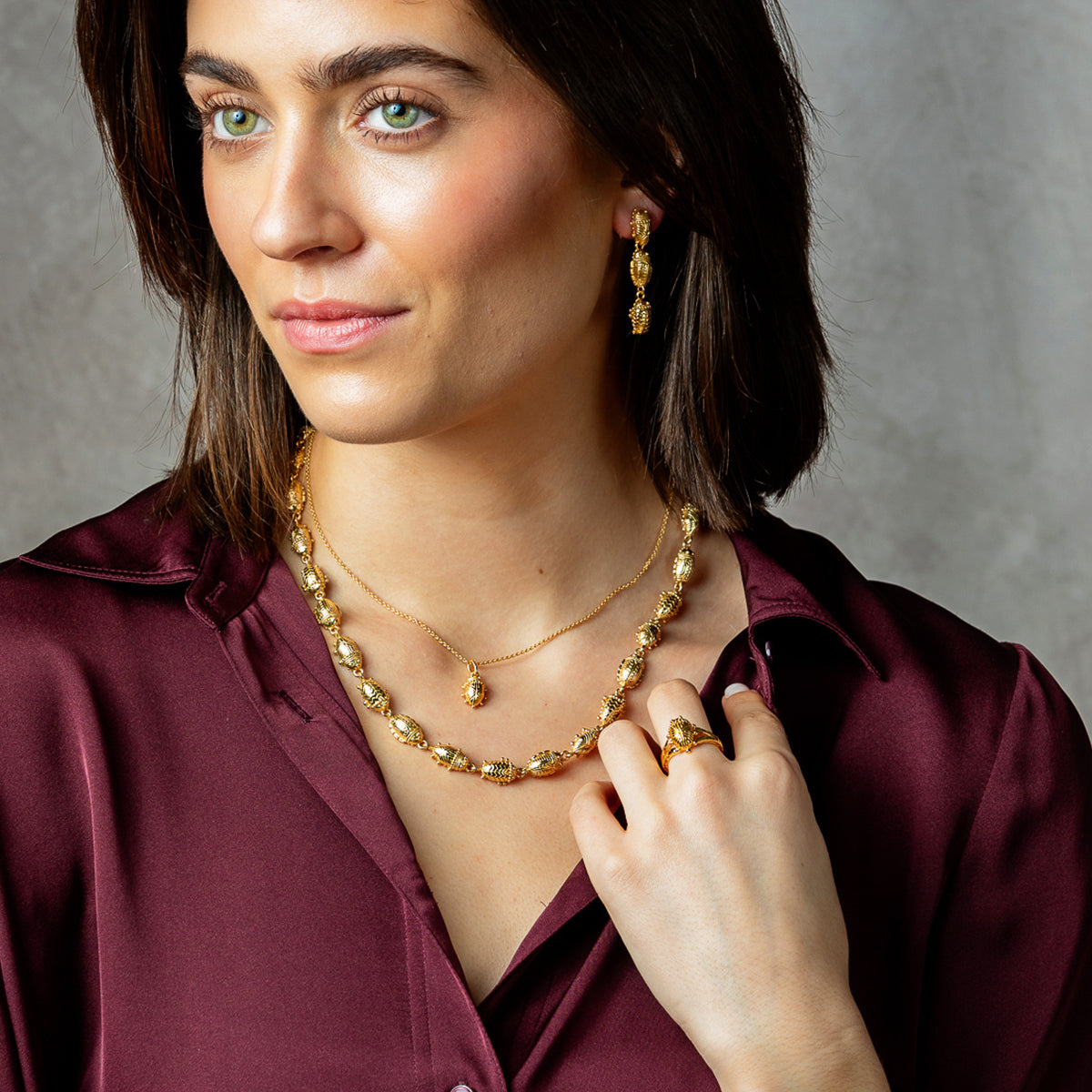Scarab Petite Charm Necklace, 16"+2" - Gold lifestyle