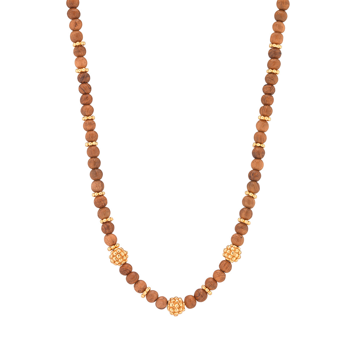Berry Single Strand Petite Beads Necklace, 16"+2"- Teak