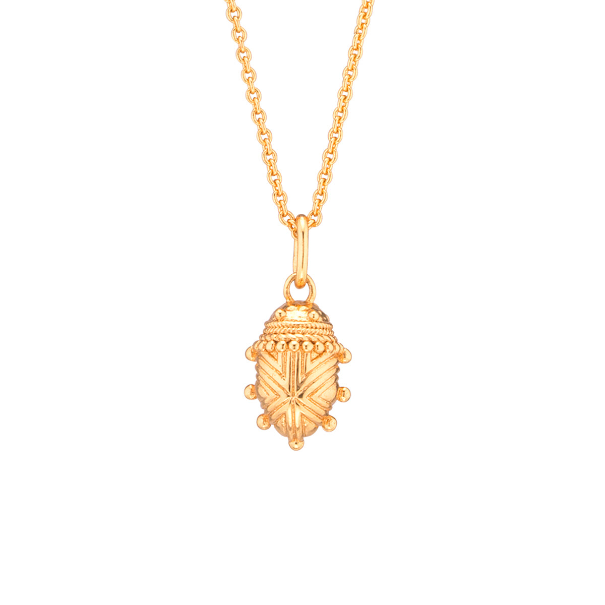 Scarab Petite Charm Necklace, 16"+2" - Gold detail shot of necklace