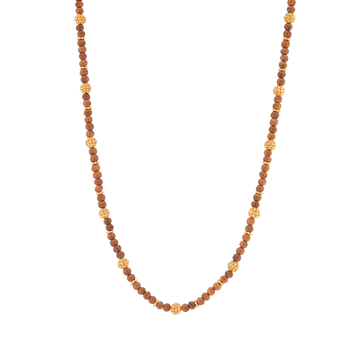 Berry Single Strand Petite Beads Necklace, 24" - Teak