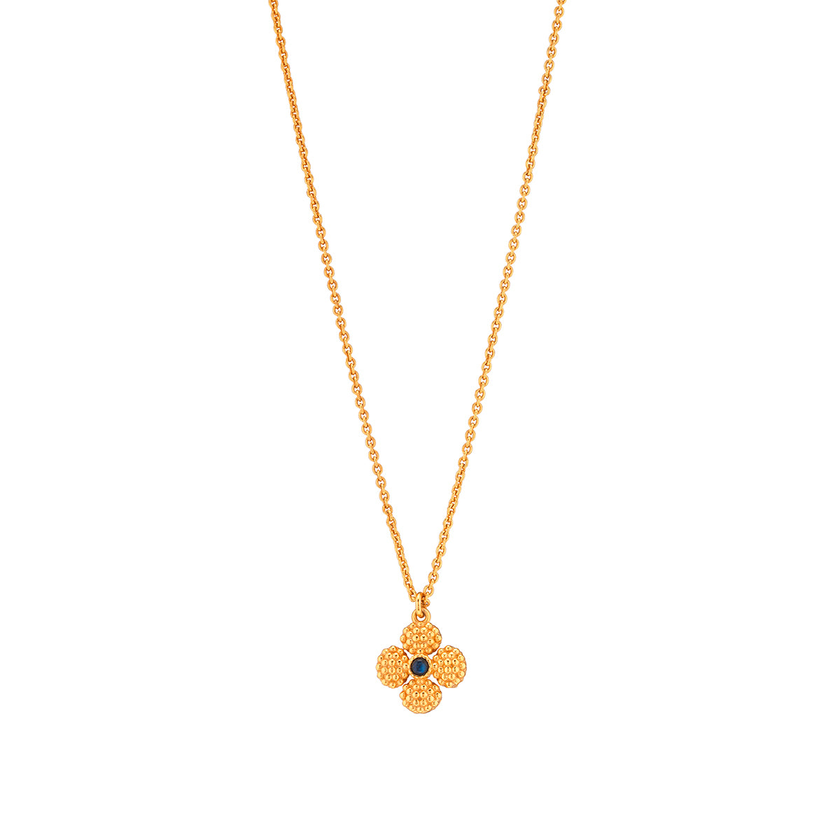 Berry Clover Double Sided Charm Necklace, 16"+2" - Blue Labradorite detail of back of necklace