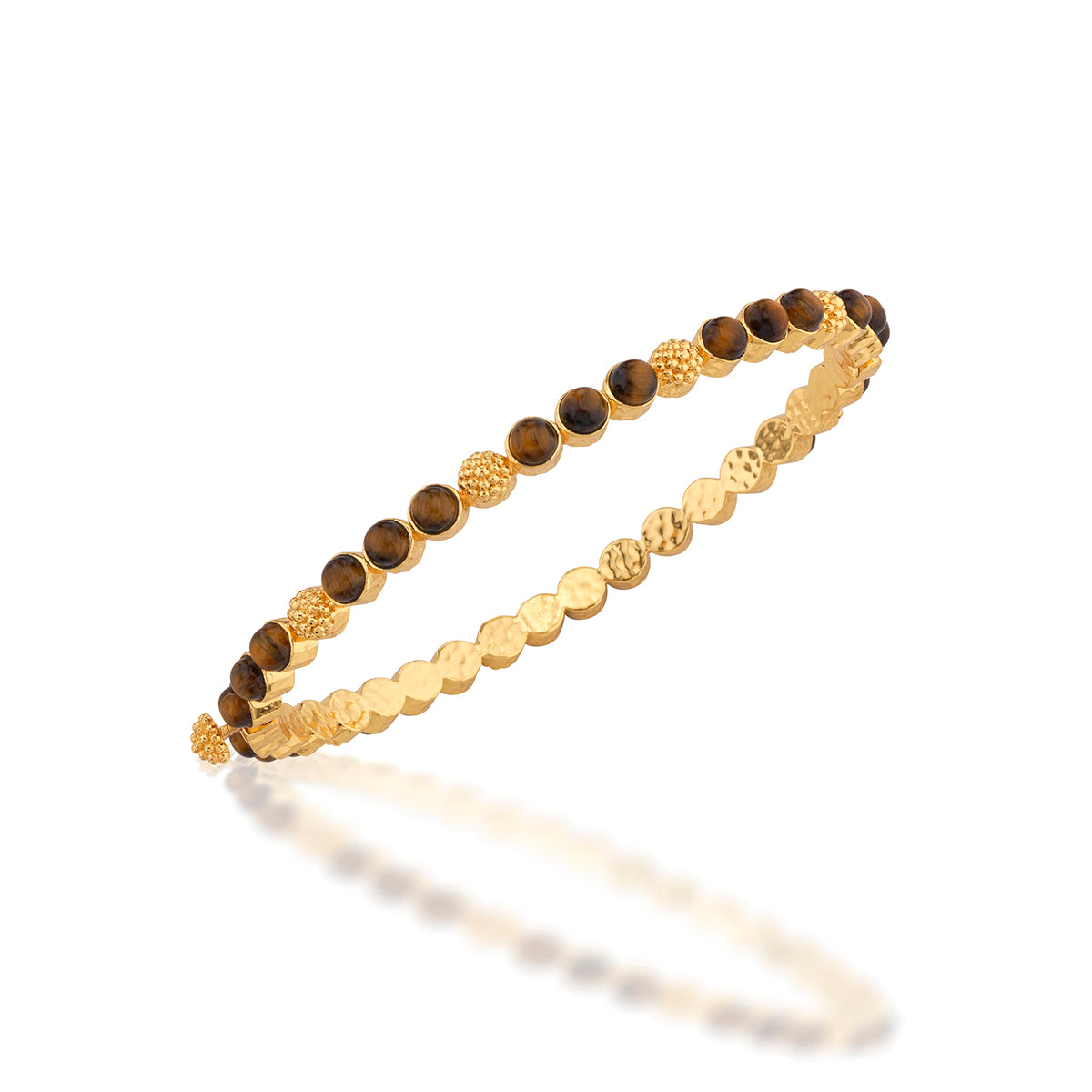 Berry Gem Petite Hinged Bangle - Tiger's Eye detail 