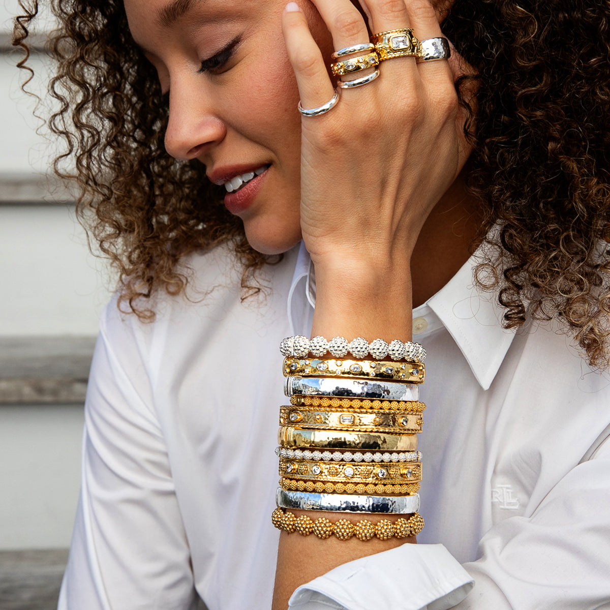 Berry Eternity Petite Hinged Bangle, S/M - Silver lifestyle bracelet stack silver and gold