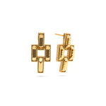 These earrings are symbolic of the many different paths we take in life. Made with rectangular links of hammered gold, wear this pair as you follow your own yellow brick road (in fabulous style!), whether it's along city streets, country lanes, the halls of academia or garden pathways.