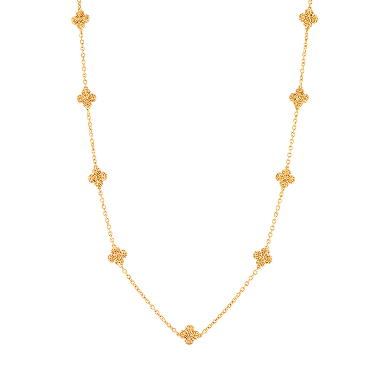 Berry Clover Double Sided Necklace, 28" - Gold detail of back of necklace