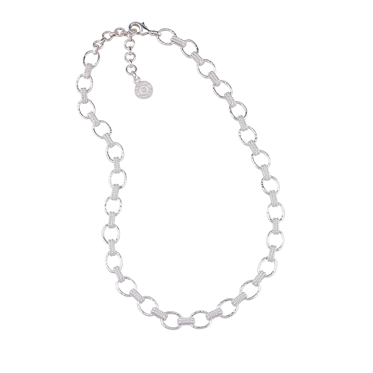 Cleopatra Small Link Necklace, 16"+2" - Silver Detail