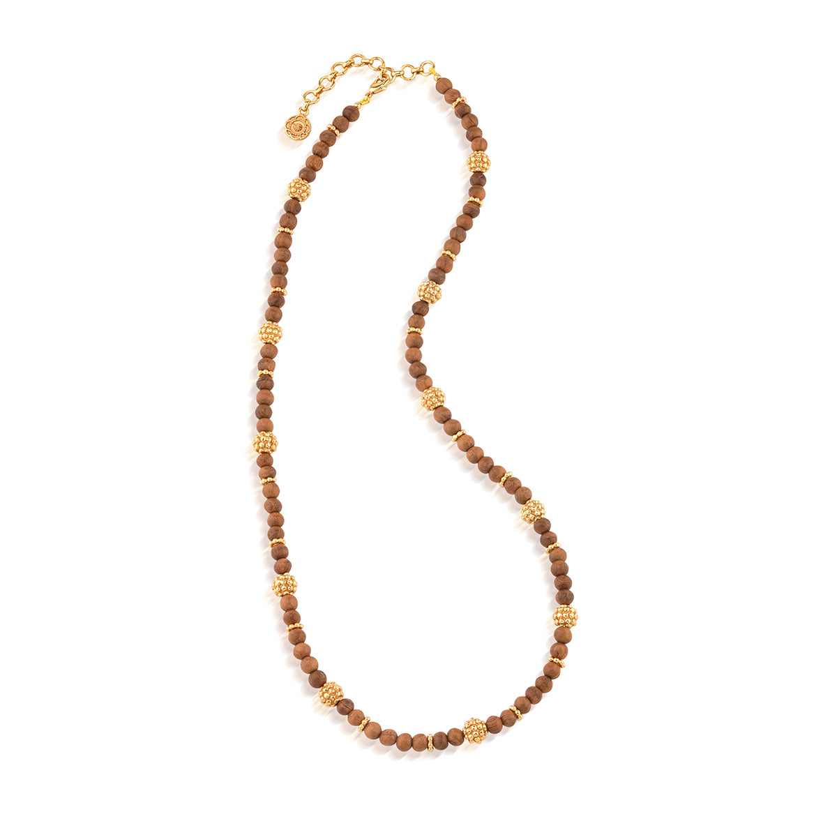 Berry Single Strand Petite Beads Necklace, 24" - Teak full detail view of necklace