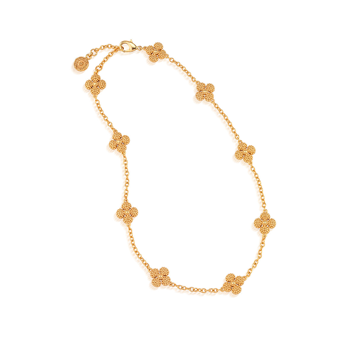 Berry Clover Double Sided Necklace, 16"+2" - Gold full detail view of back of necklace