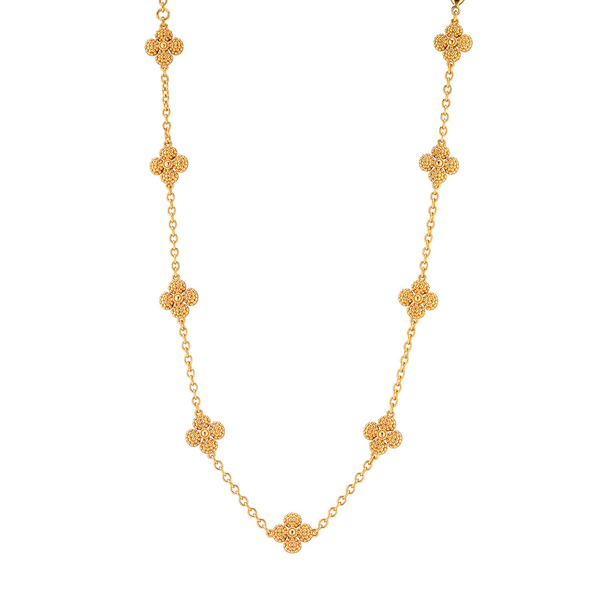 Berry Clover Double Sided Necklace, 16"+2" - Gold detail of back of necklace 