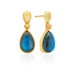 These day-to-night earrings are equally dramatic and demure, with luminous drops of blue labradorite gemstones that delicately dance around your face. Ready to take you from the boardroom to the ballroom.
