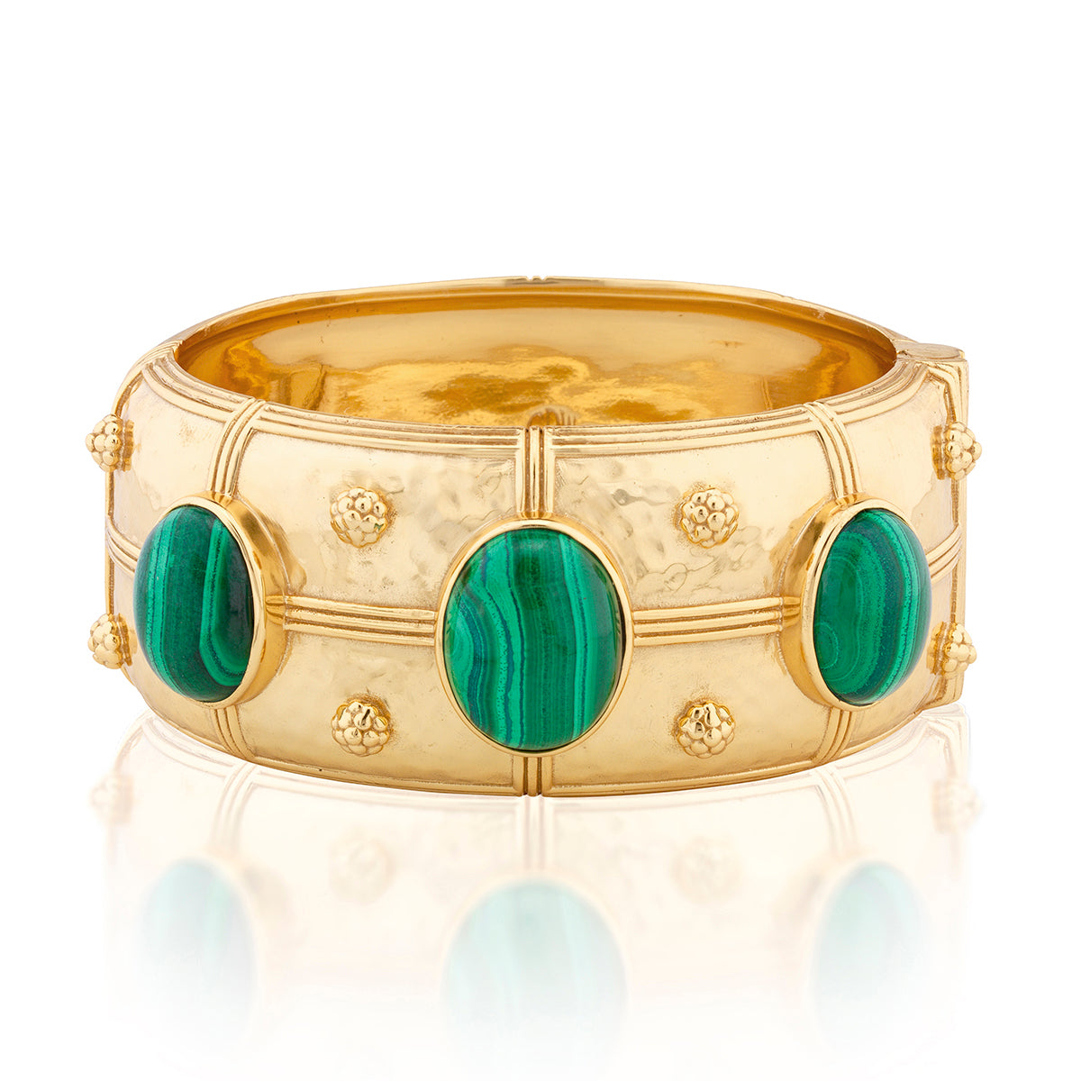 Cleopatra Grande Hinged Bangle - Malachite