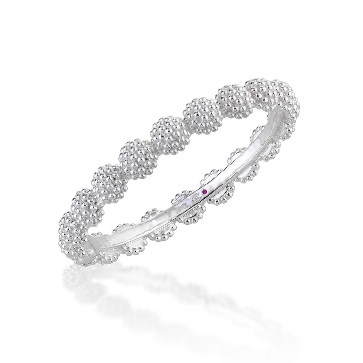 Berry Eternity Hinged Bangle, S/M - Silver detail view of bracelet