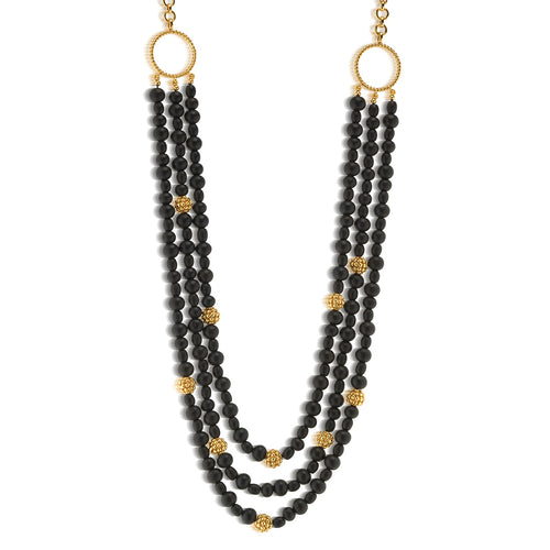 Ebony three-strand necklace