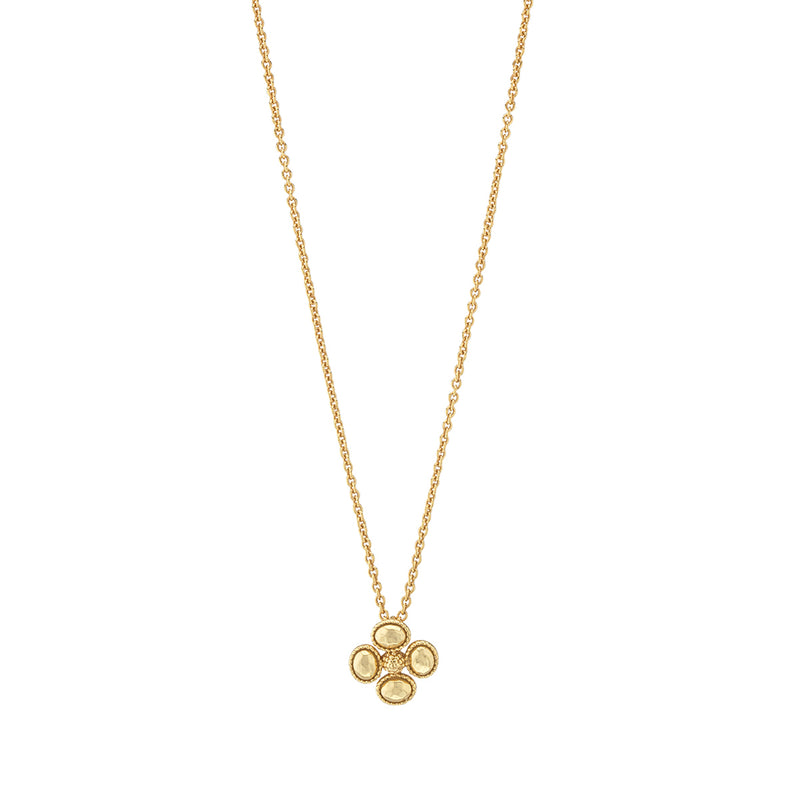 A dainty chain is embellished with a sweet, single berry clover trimmed with intricate details in gleaming gold. This light and airy necklace is lovely for layering, and brings a touch of elegance to elevate your everyday. You’ll adore wearing this go-to piece from day to night, work to weekend.