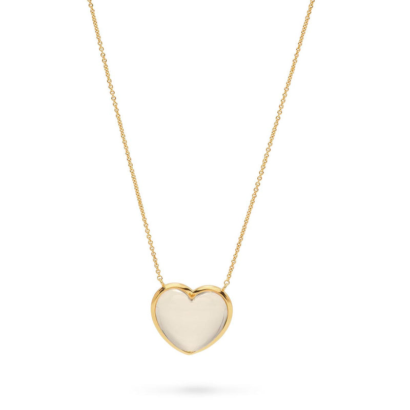 When it comes to life, love is (clearly) the answer! This enchanting necklace features a luminescent quartz heart enveloped by gleaming gold that rests beautifully along the collarbone. Romantic, sculptural, and sleek, it pairs perfectly with everything from the everyday t-shirt to your most whimsical garden party dress - and is undeniably lovely for layering amongst other necklaces. We adore gifting these to our chosen girl tribe (hello, matchy-matchy!), to keep each other close at heart and to spread love