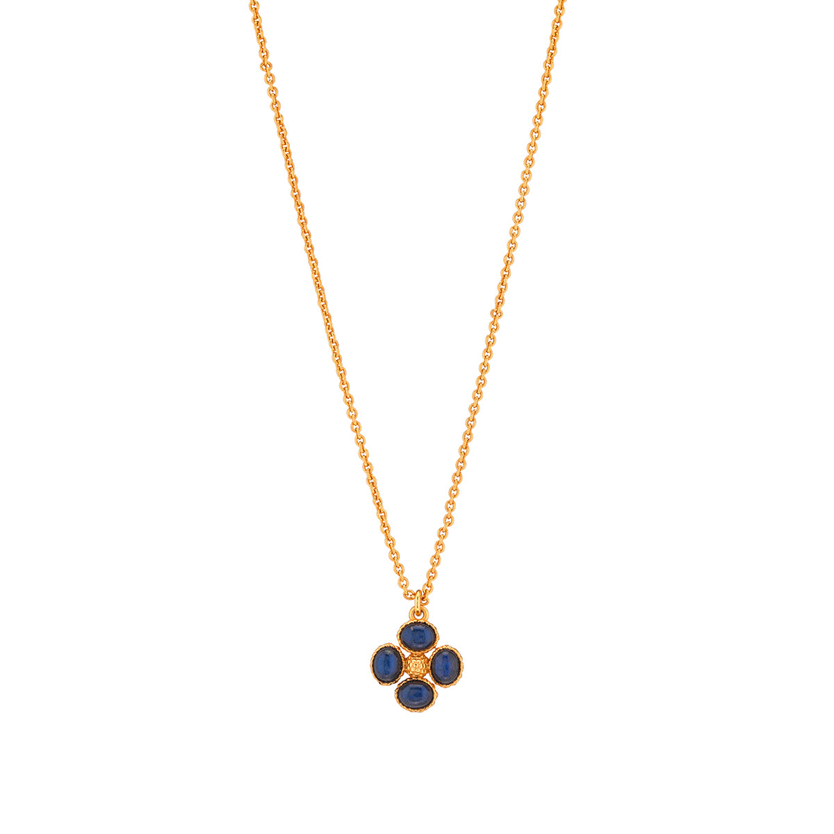 Berry Clover Double Sided Charm Necklace, 16"+2" - Blue Labradorite