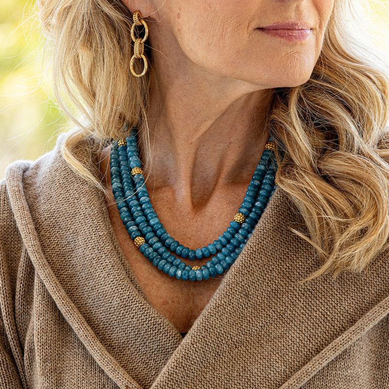 Parvarr Women's Blue Multi Layer Beads Necklace