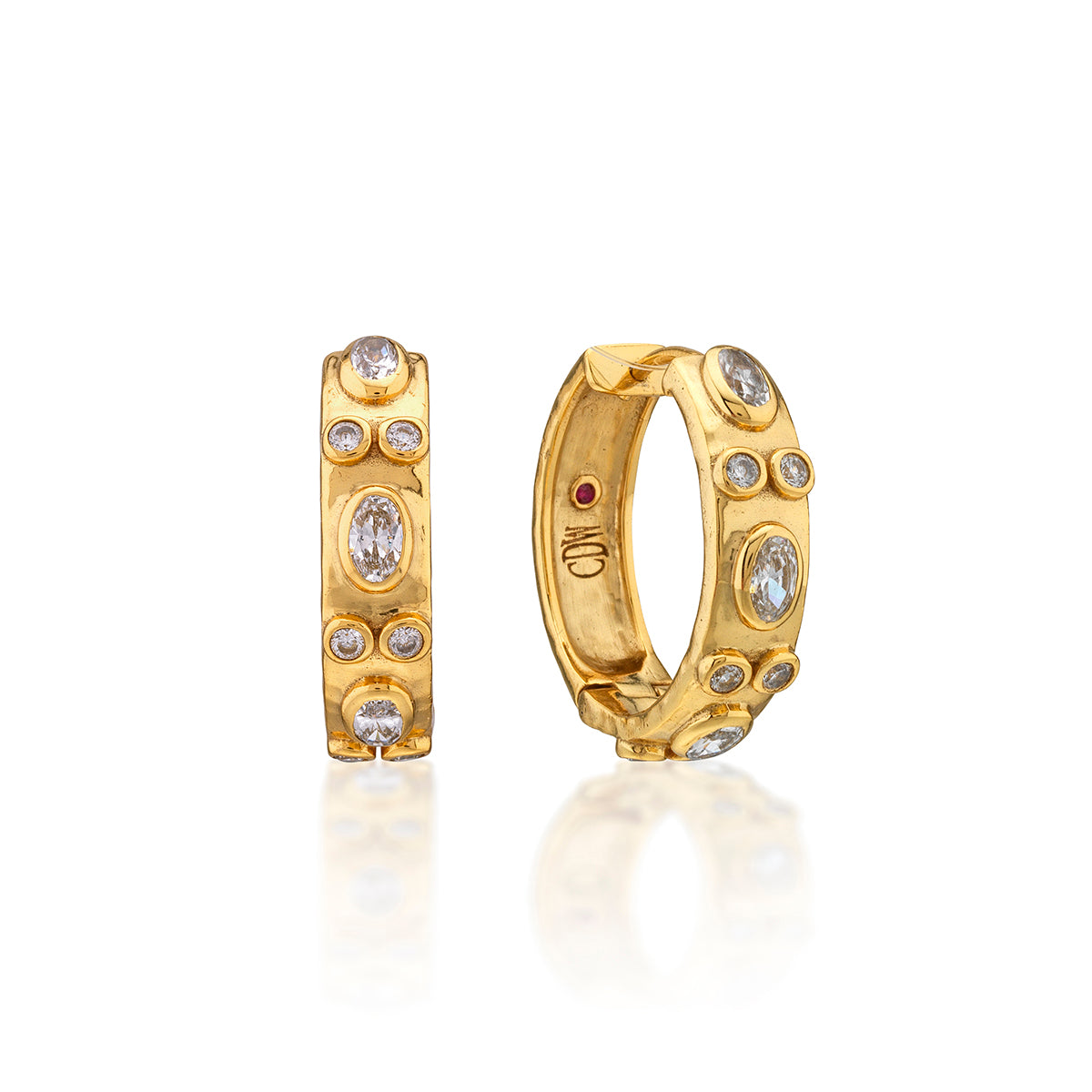 Maharani Huggie Hoop Earrings - Clear Cubic Zirconia