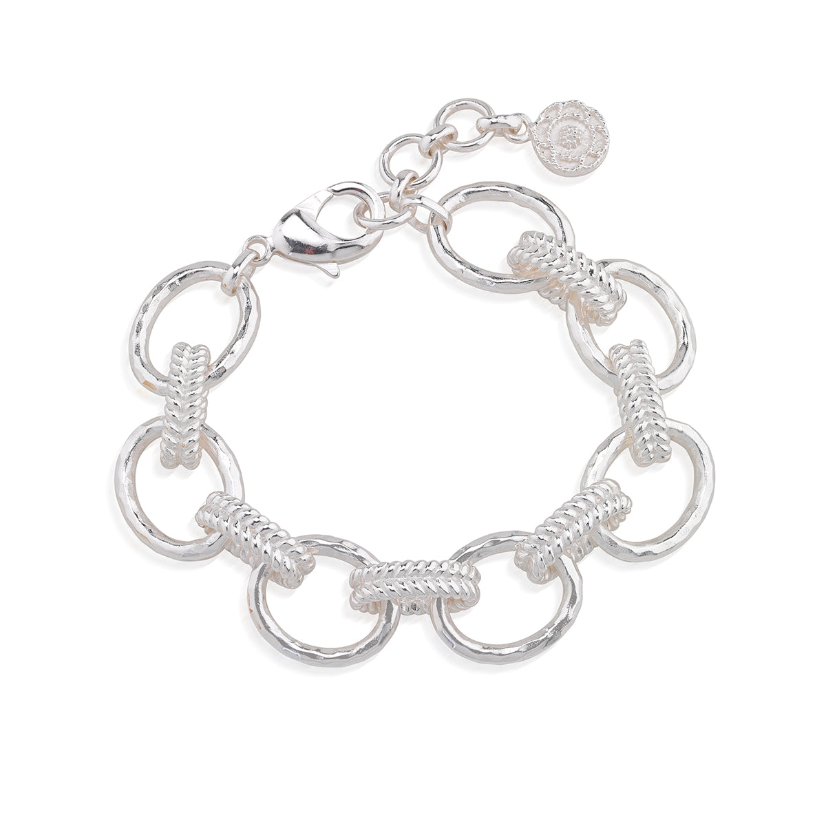 Cleopatra Regal Link Bracelet, 7"+1.5" - Silver