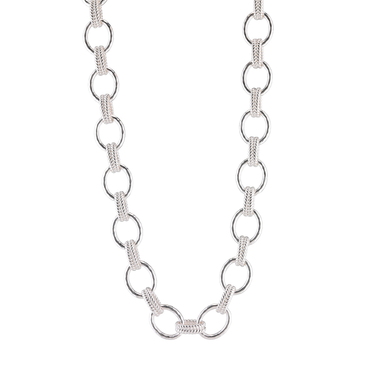 Cleopatra Regal Link Necklace, 16"+2" - Silver