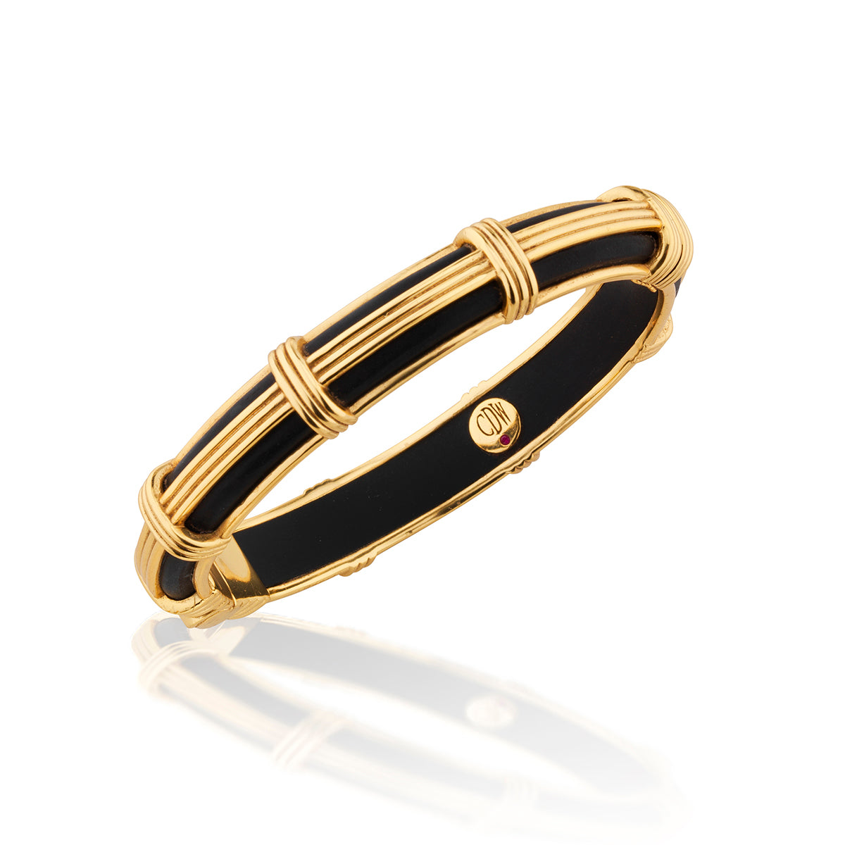 Gaia Petite Hinged Bangle, S/M - Ebony Detail