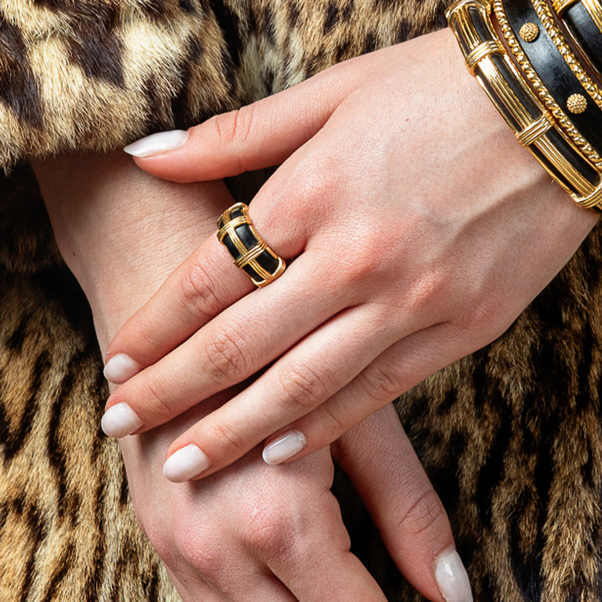 Gaia Ring - Ebony On Model