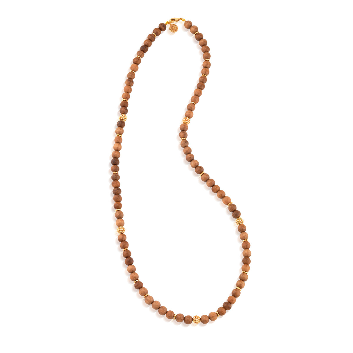 Berry Single Strand Beads Necklace, 32" - Teak full detail view of necklace