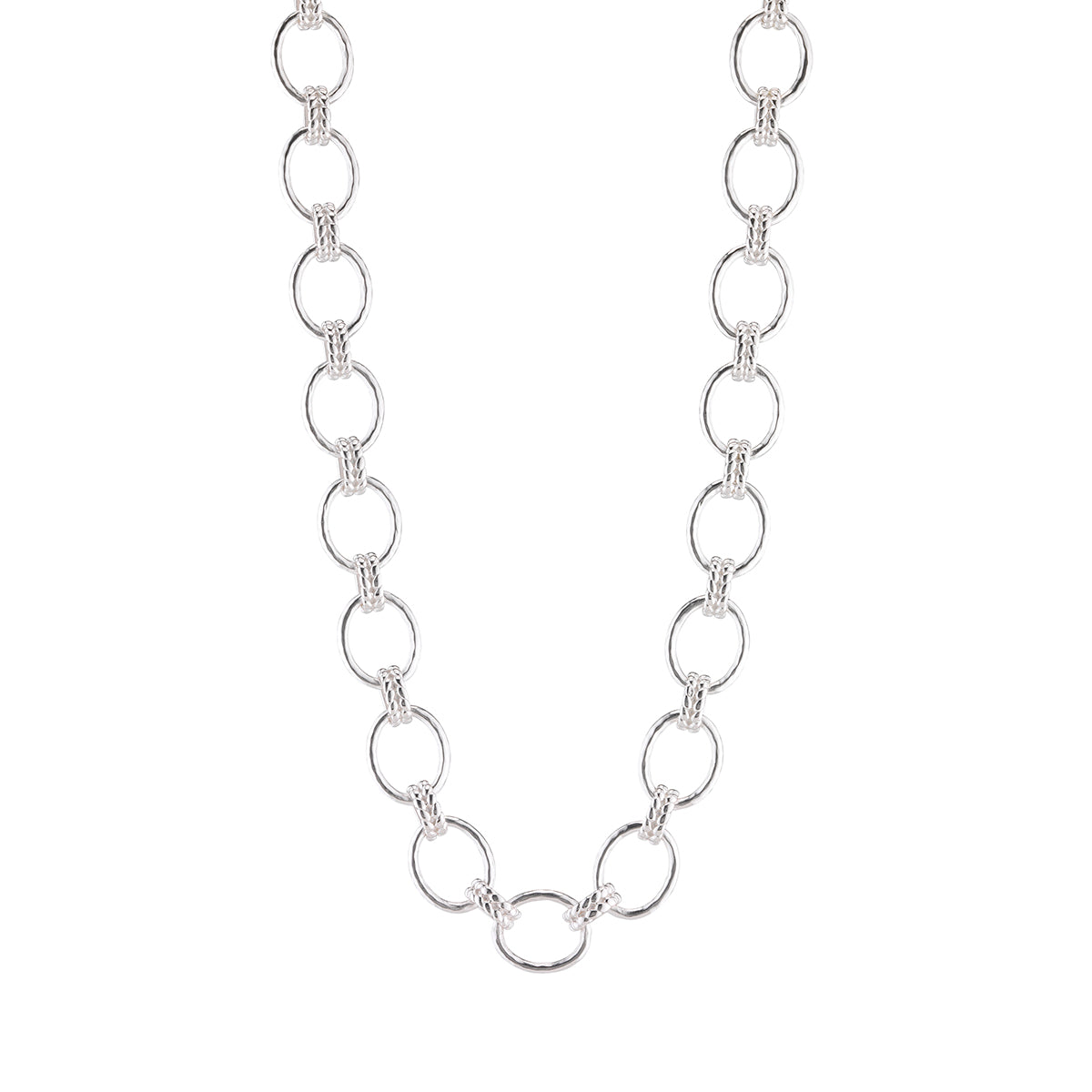 Cleopatra Grande Link Necklace, 16"+2" - Silver