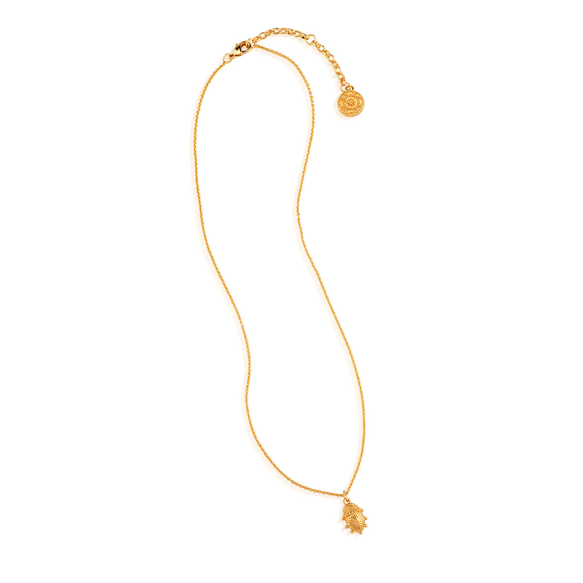 Scarab Petite Charm Necklace, 16"+2" - Gold full detail shot of necklace