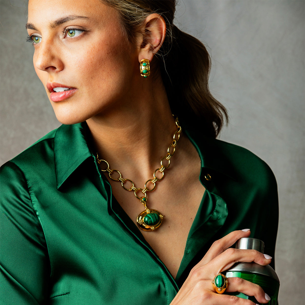 Cleopatra Bold Hoop Earrings - Malachite Lifestyle
