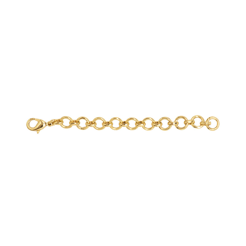 A 3 inch chain of extra golden links and clasp to easily attach to and lengthen bracelets and necklaces.