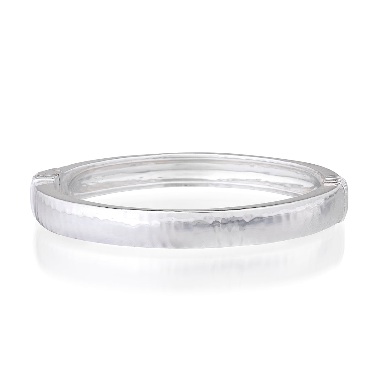 Cleopatra Oval Hinged Bangle - Silver