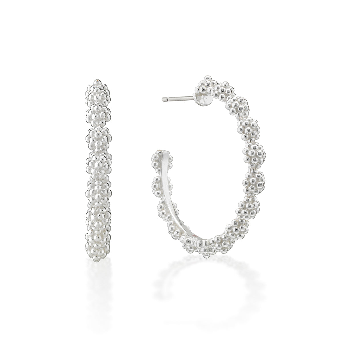 Berry Icon Medium Hoop Earrings - Silver