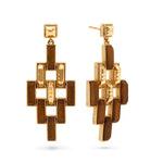 These earrings are constructed of rectangular teak wood links in a chandelier silhouette with a geometric twist that is simultaneously edgy and elegant. Symbolizing the different pathways we choose to follow in life - each one fabulously unique - wear these as you travel along your daily adventures, from Monday meetings to Saturday date night.