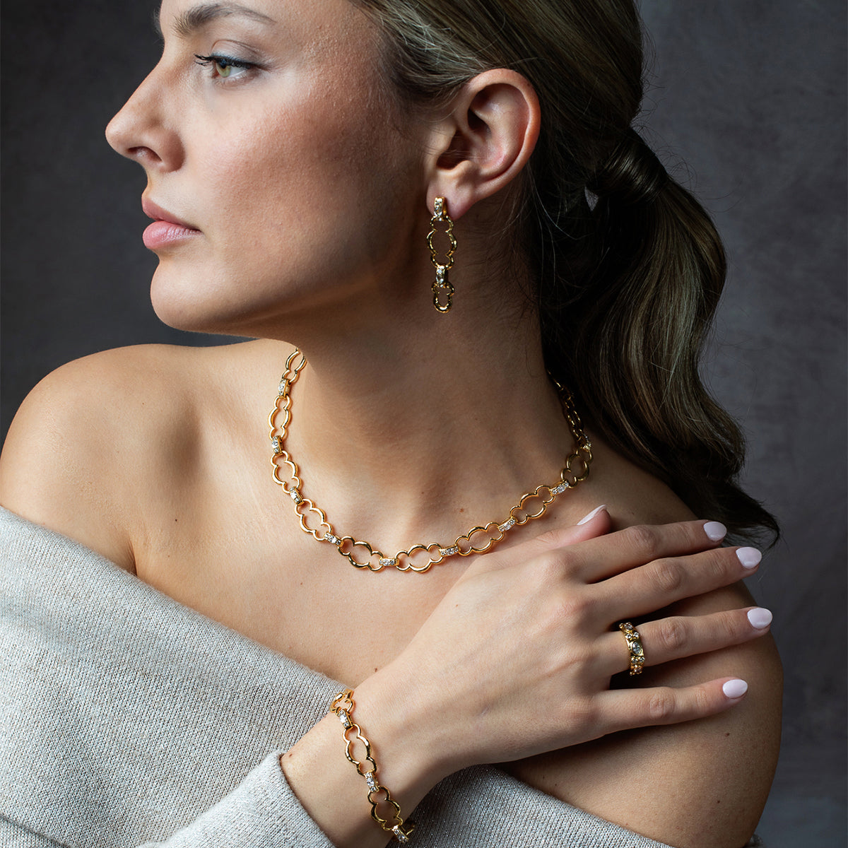 Maharani Grande Chain Necklace, 17"+2" - Clear Cubic Zirconia lifestyle