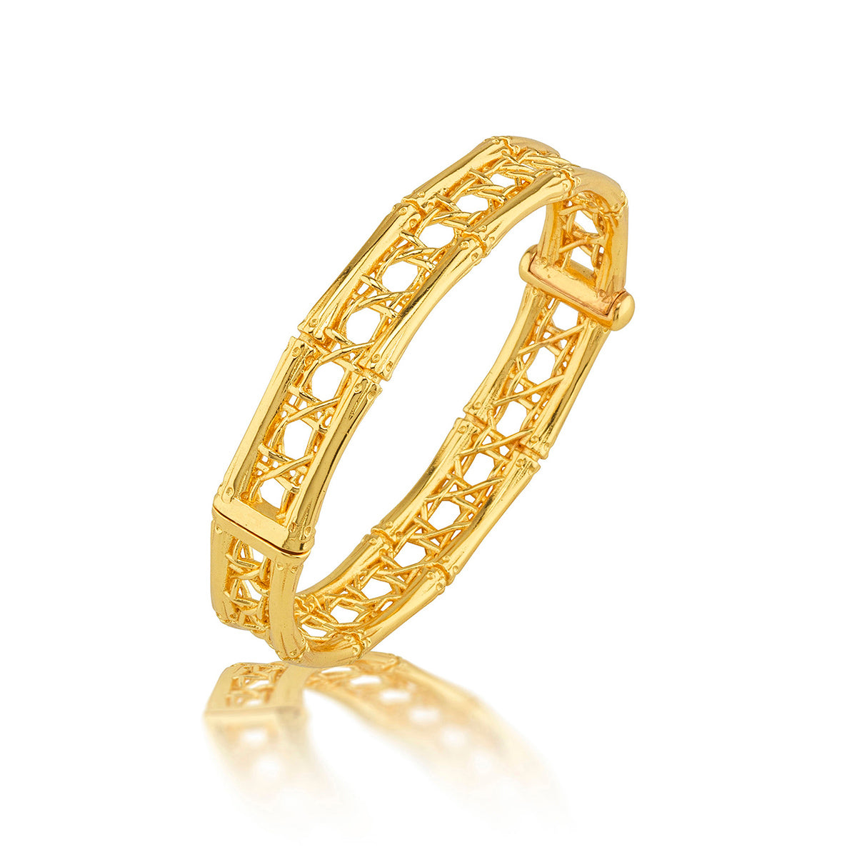 Veranda Caning Hinged Bangle, S/M - Gold – Capucine De Wulf