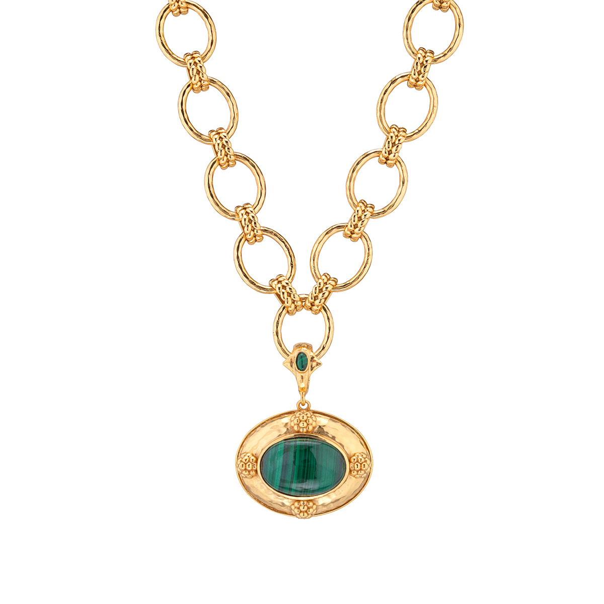 Cleopatra Removeable Pendant Necklace, 16"+2" - Malachite