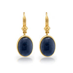 Cleopatra oval drop earrings in blue labradorite.