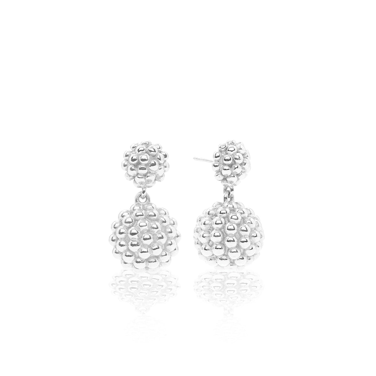 Berry Double Drop Earrings - Silver