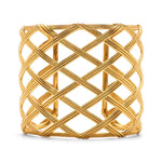 This mesmerizing statement cuff has learned a thing or two and knows that if you don’t bend, you break. Named after my ballet-dancing grandmother who embodies the incredible strength in flexibility, this cuff signifies gilded armor for protection, done in intricate latticework that allows things to pass through you without impact or getting stuck.