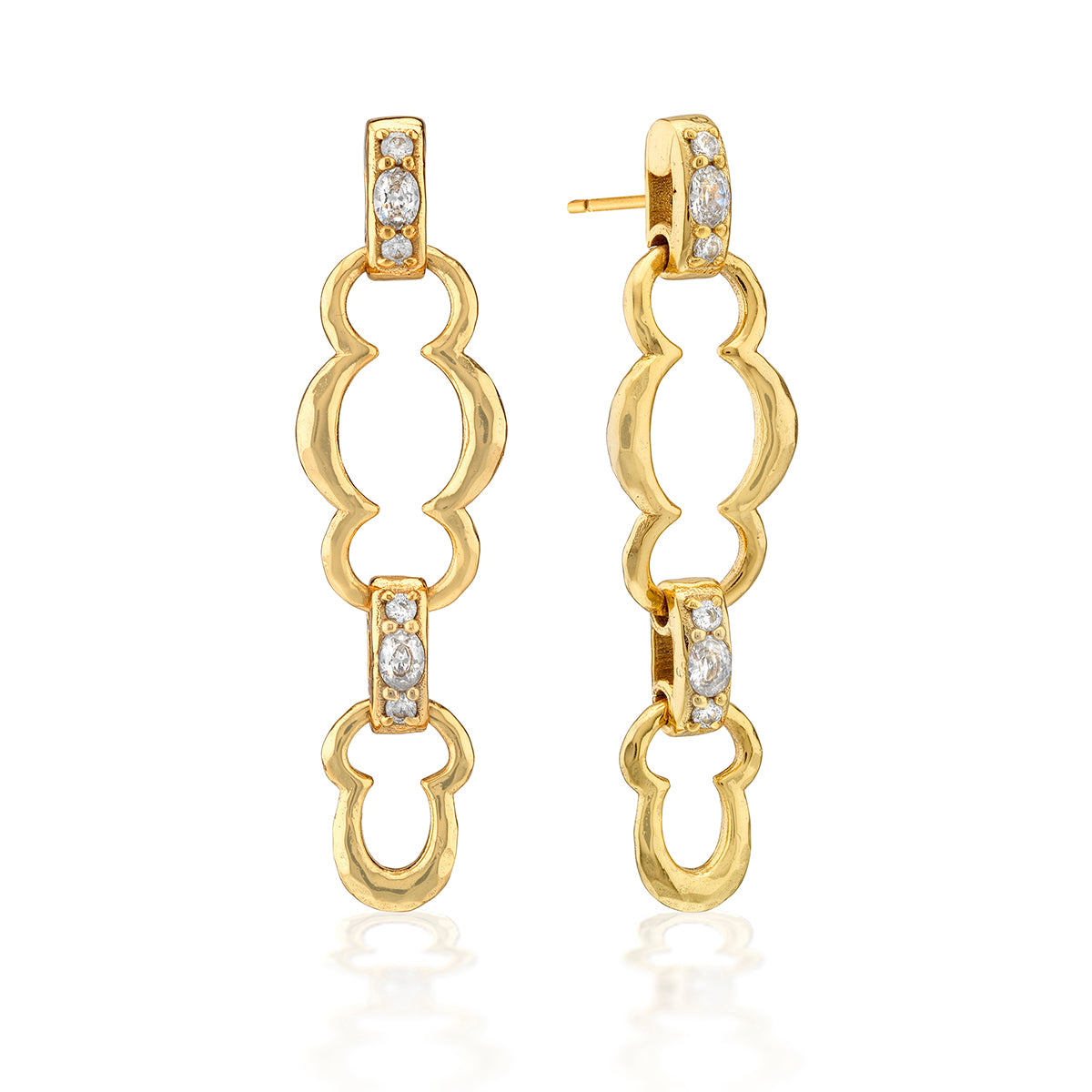 Maharani Grande Double Drop Earrings - Clear Cubic Zirconia